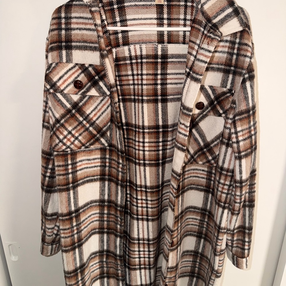 Plaid Women's Jacket in Brown and Cream